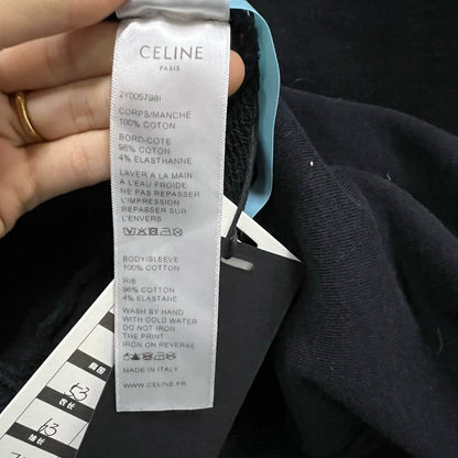 Celine Black Logo Print Hoodie Size M