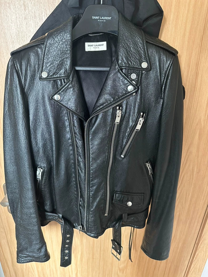 Black Leather Saint Laurent Biker Jacket