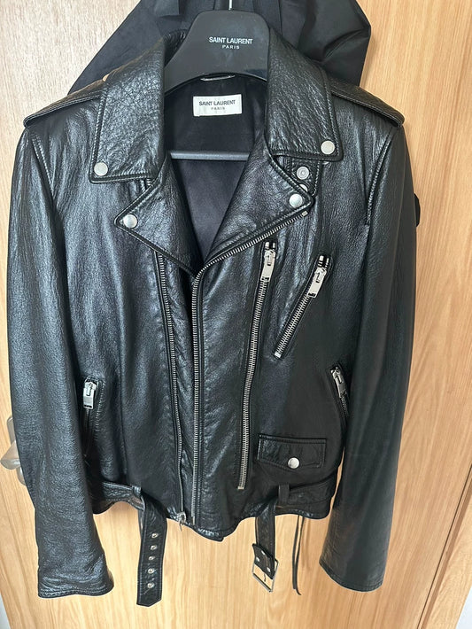 Black Leather Saint Laurent Biker Jacket
