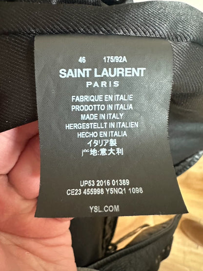 Black Leather Saint Laurent Biker Jacket