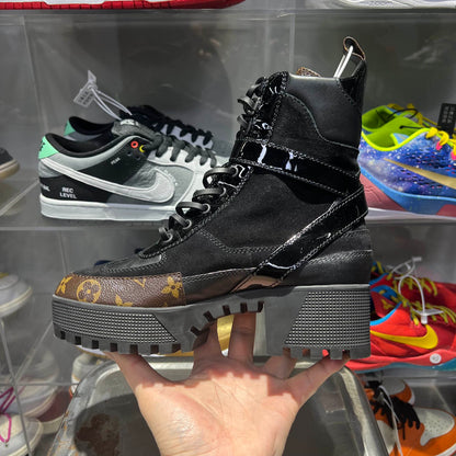 Louis Vuitton Black Monogram Mid-Calf Martin Boots 0079