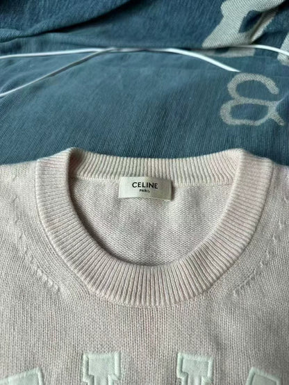 Celine Pink Cashmere Letter Sweater