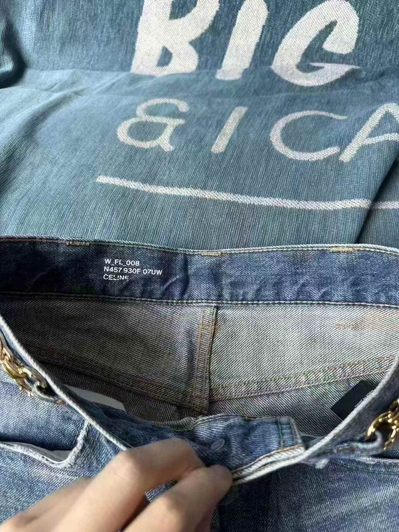 Celine Denim Pants with Flair Leg Design