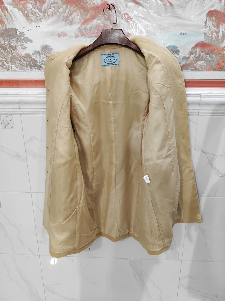 Vintage Prada Camel Alpaca Wool Coat