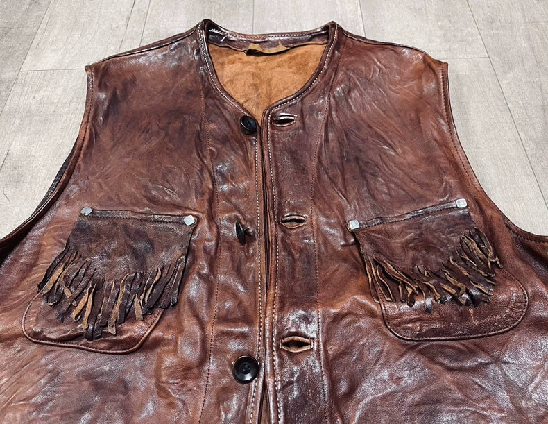 Kapital Vintage Fringe Leather Vest