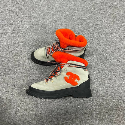 Chanel Fleece Double C Hiking Boots