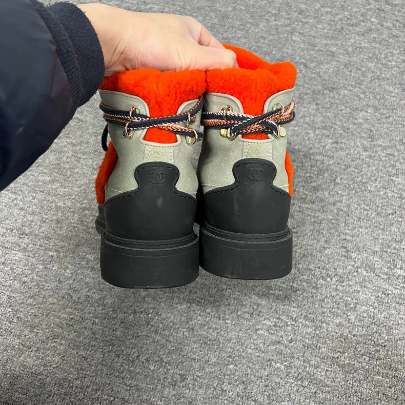Chanel Fleece Double C Hiking Boots