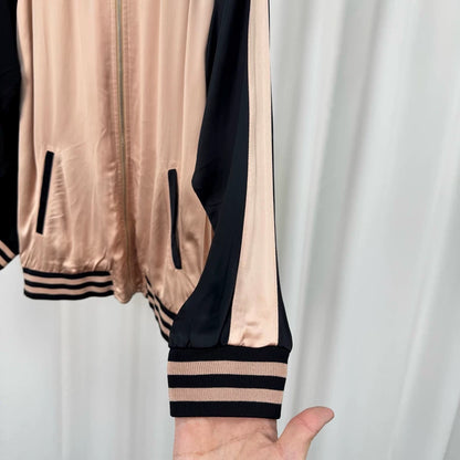 Saint Laurent Black Pink Silk Bomber Jacket-yf
