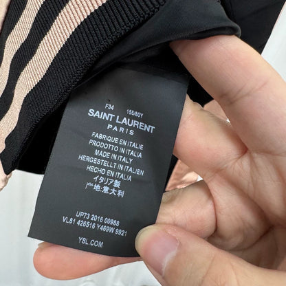 Saint Laurent Black Pink Silk Bomber Jacket-yf