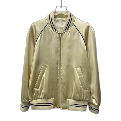 Celine Champagne Gold Striped Zip Jacket