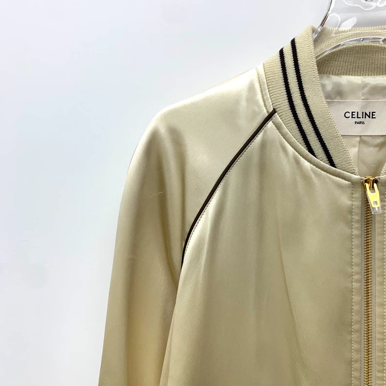 Celine Champagne Gold Striped Zip Jacket