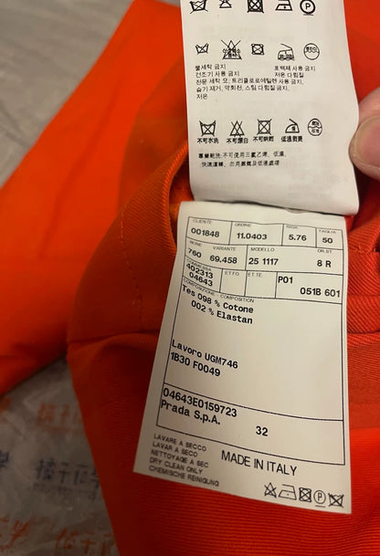 Prada Cotton Casual Suit Jacket in Orange