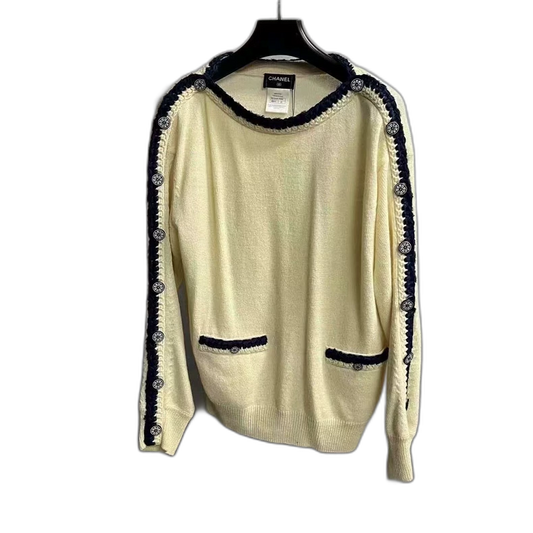 Chanel Beige Knit Top with Two Pockets