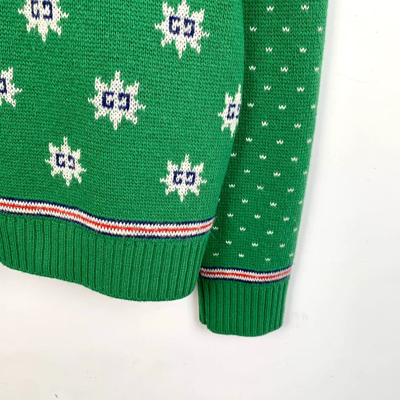 Gucci Green Ram Head Knit Sweater