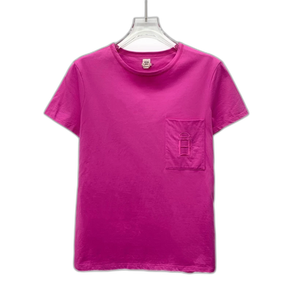 Hermes Pink Embroidered Cotton T-Shirt