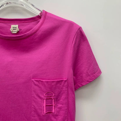 Hermes Pink Embroidered Cotton T-Shirt
