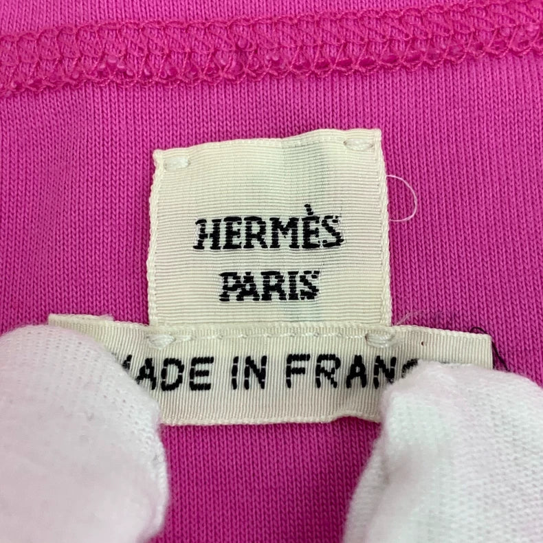 Hermes Pink Embroidered Cotton T-Shirt