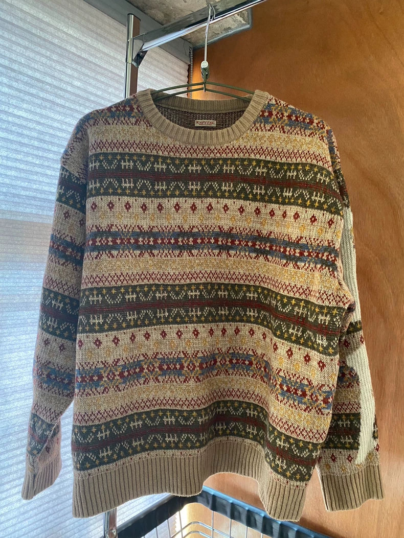 Kapital 7Gauge Wool Skeleton Fair Isle Sweater