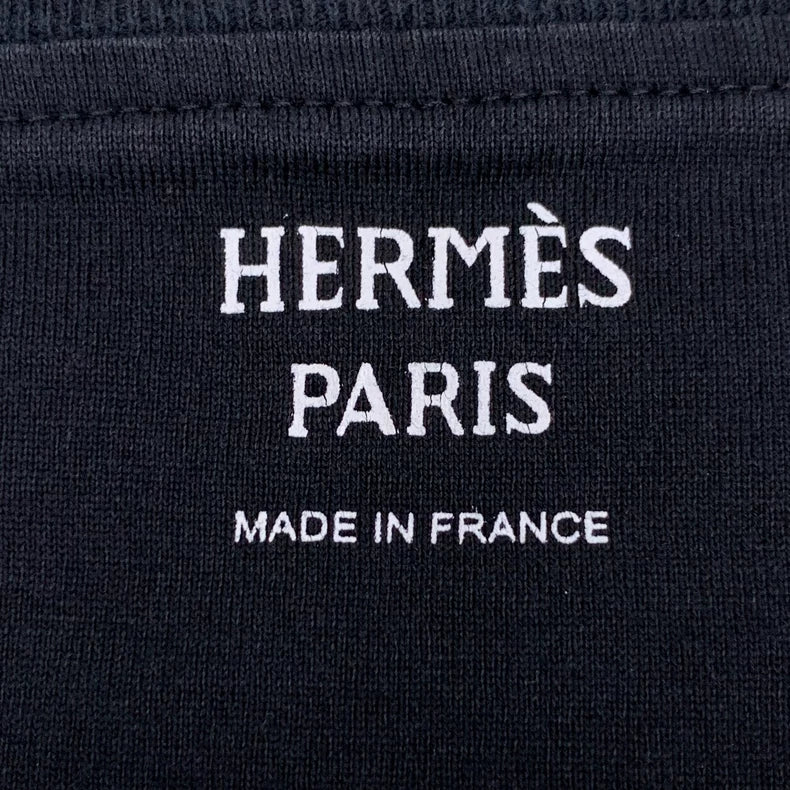 Hermes Black Floral Print Cotton T-Shirt