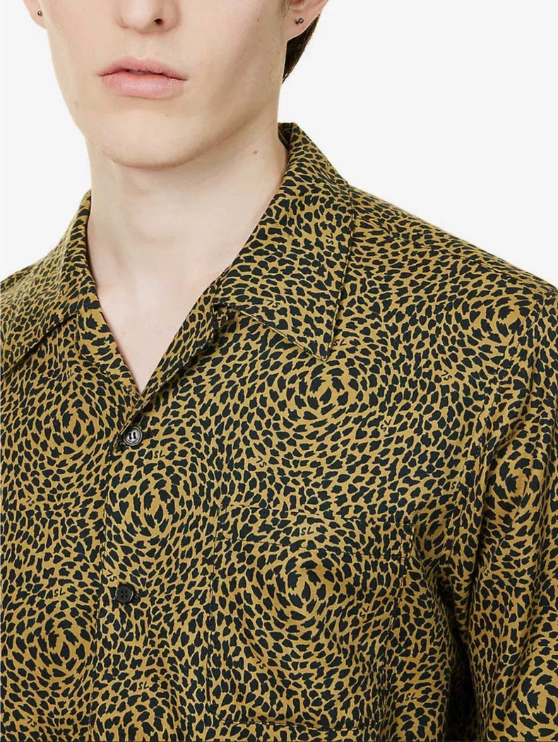 Saint Laurent Leopard Print Short Sleeve Shirt