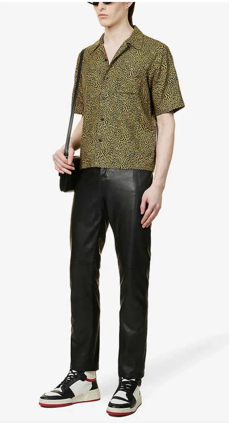 Saint Laurent Leopard Print Short Sleeve Shirt