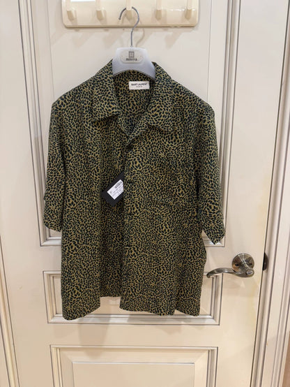 Saint Laurent Leopard Print Short Sleeve Shirt
