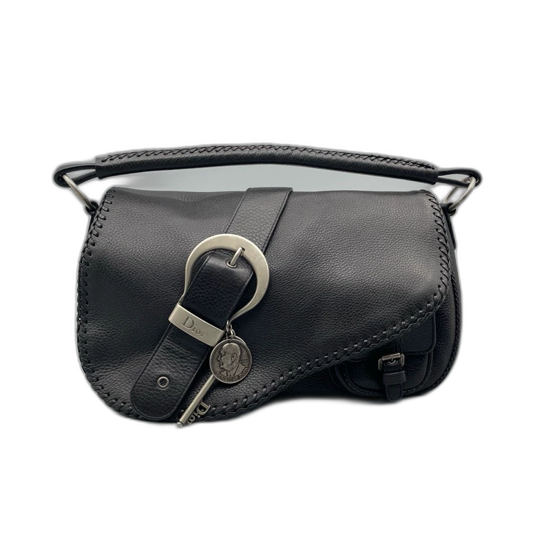 Dior Black Leather Saddle Bag