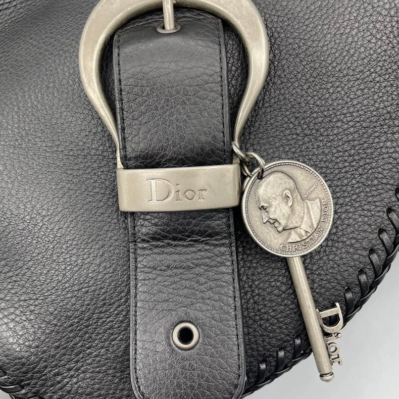 Dior Black Leather Saddle Bag