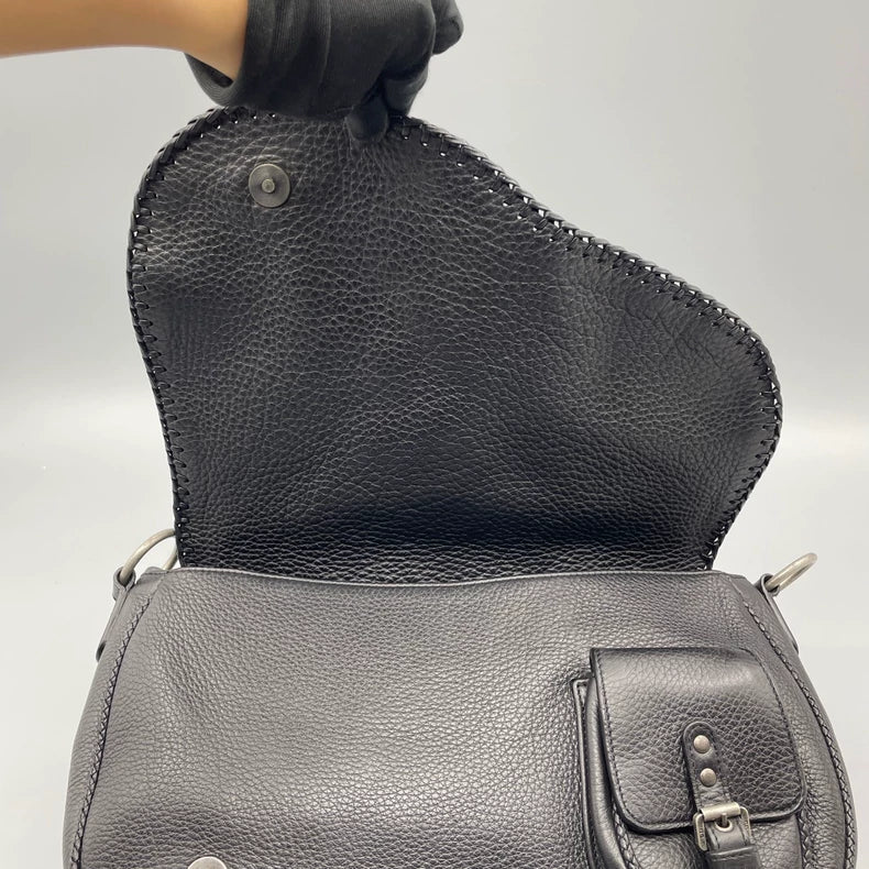 Dior Black Leather Saddle Bag