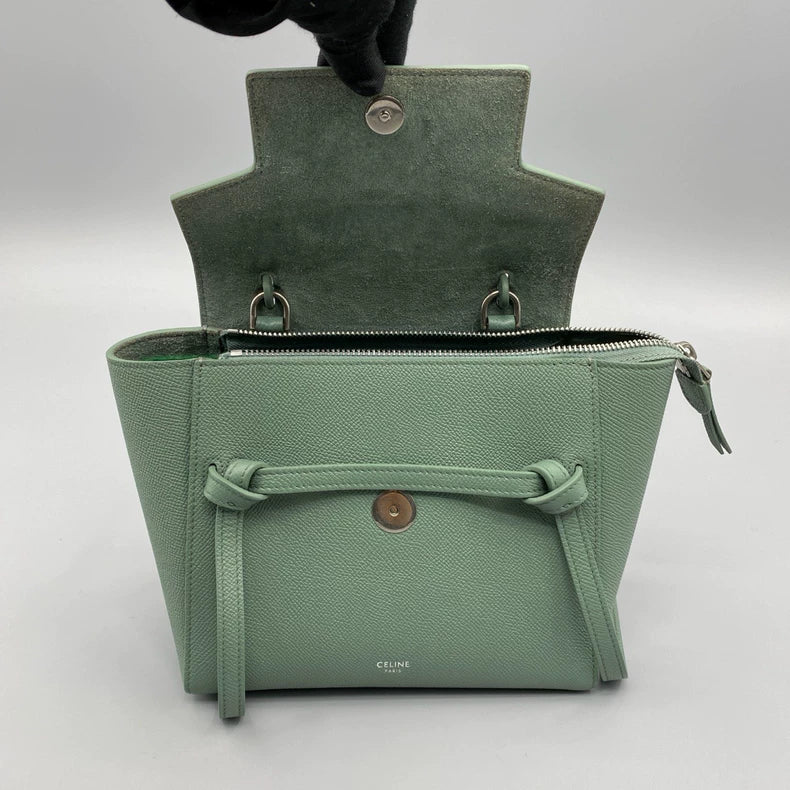 Celine Green Leather Handbag with Strap