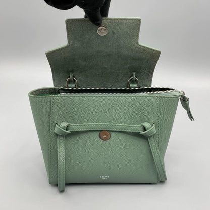 Celine Green Leather Handbag with Strap