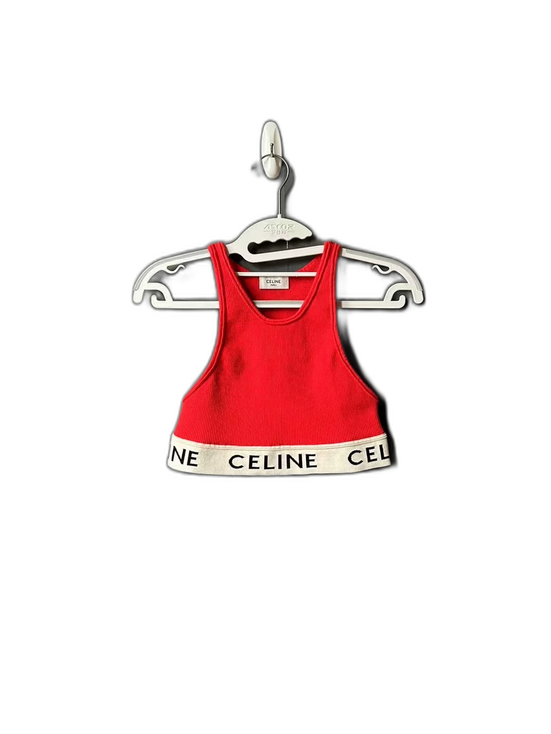 Red Celine Sleeveless Tank Top