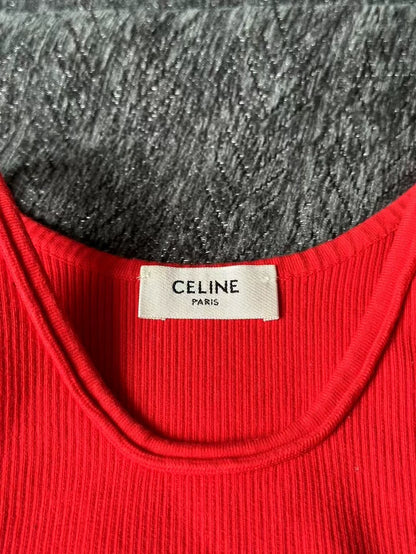 Red Celine Sleeveless Tank Top