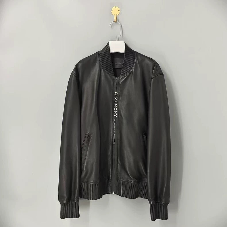 Givenchy Logo Leather Bomber Jacket-yf