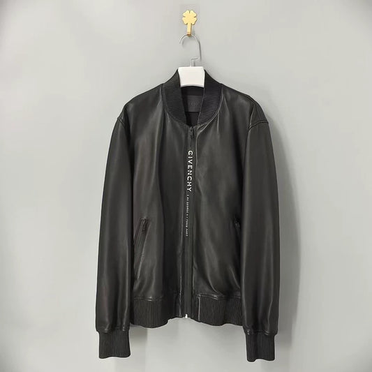 Givenchy Logo Leather Bomber Jacket-yf