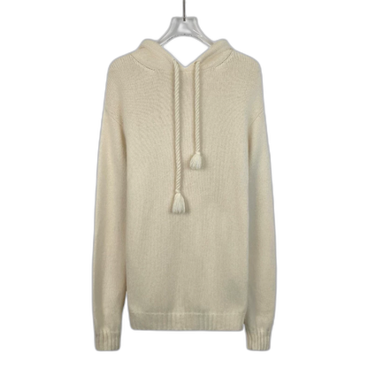 Beige Hooded Knit Sweater