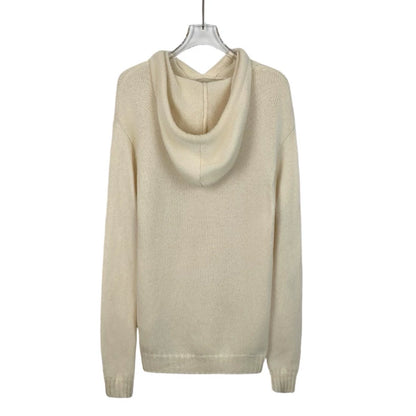 Beige Hooded Knit Sweater