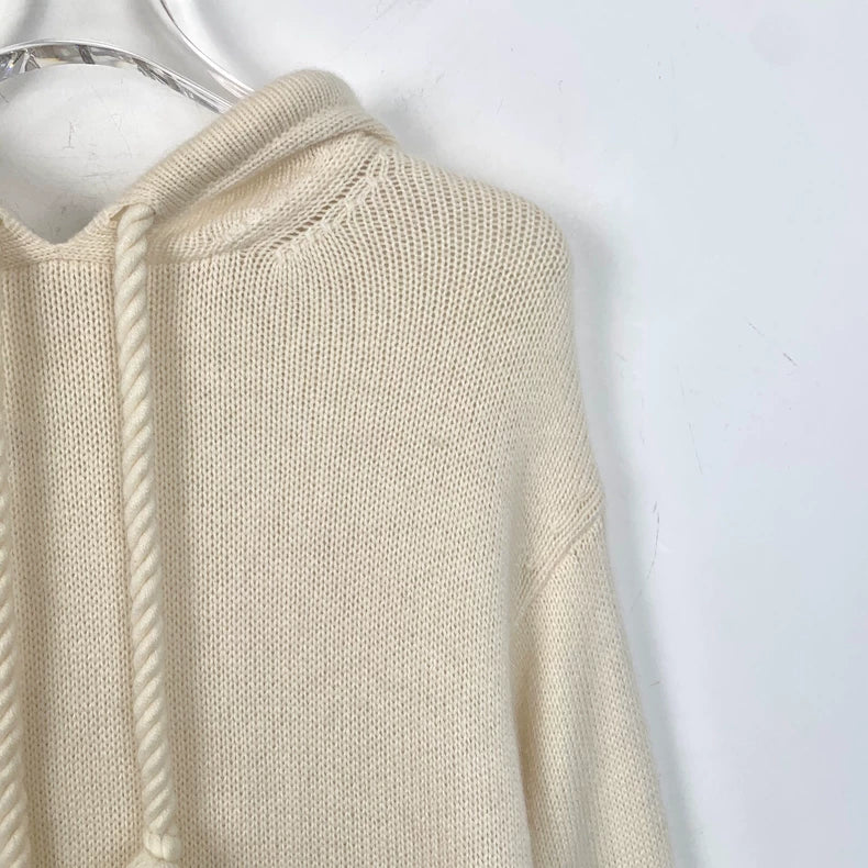 Beige Hooded Knit Sweater