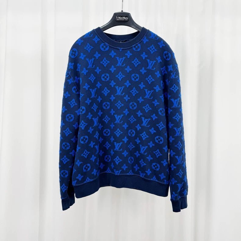 Louis Vuitton Blue Monogram Flocked Sweatshirt-yf