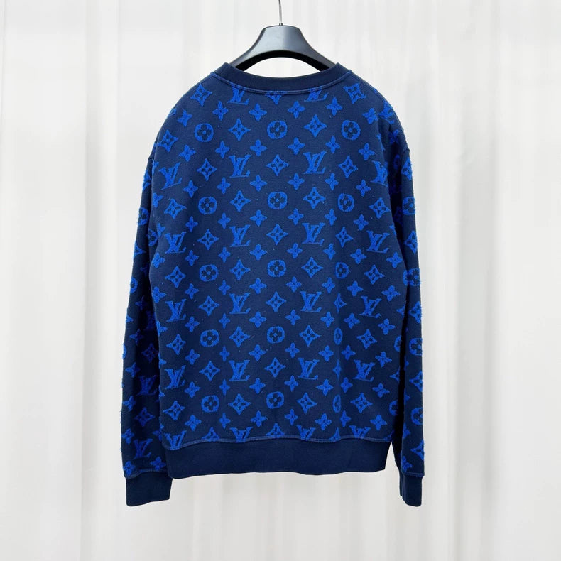 Louis Vuitton Blue Monogram Flocked Sweatshirt-yf
