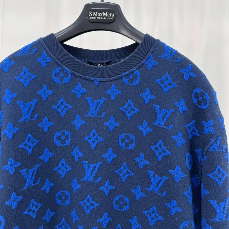 Louis Vuitton Blue Monogram Flocked Sweatshirt-yf