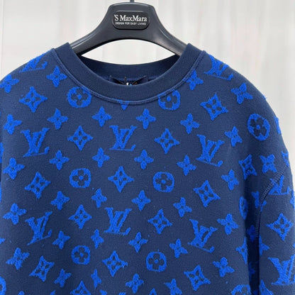 Louis Vuitton Blue Monogram Flocked Sweatshirt-yf