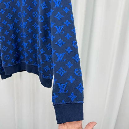 Louis Vuitton Blue Monogram Flocked Sweatshirt-yf