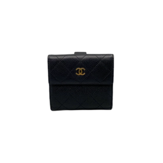 Chanel Black Gold Short Folding Wallet