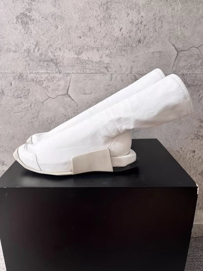 Rick Owens White Leather Tank Boots-yf