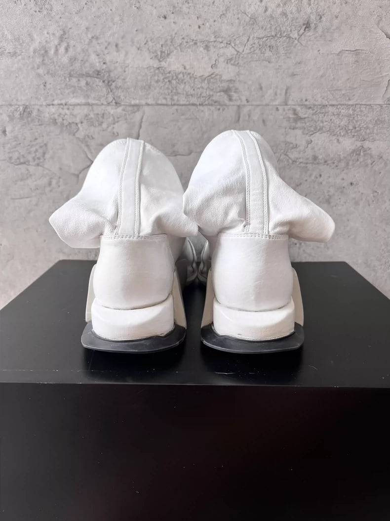 Rick Owens White Leather Tank Boots-yf