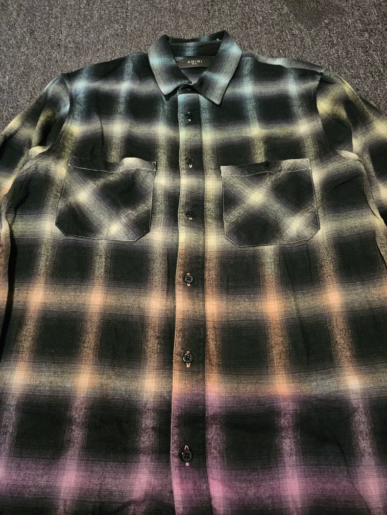 Amiri Gradient Plaid Flannel Shirt-yf