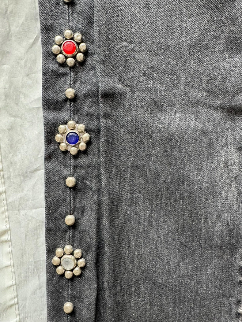 Kapital Black Denim Jeans with Bead Detail