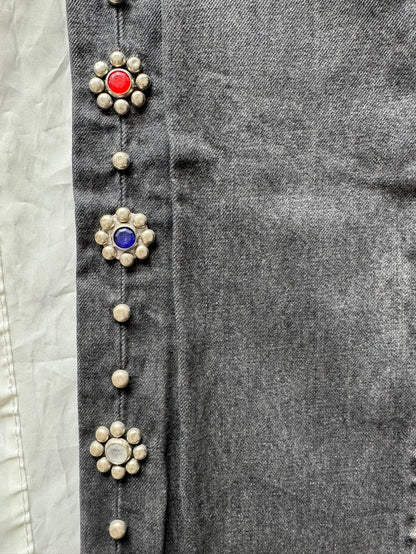 Kapital Black Denim Jeans with Bead Detail