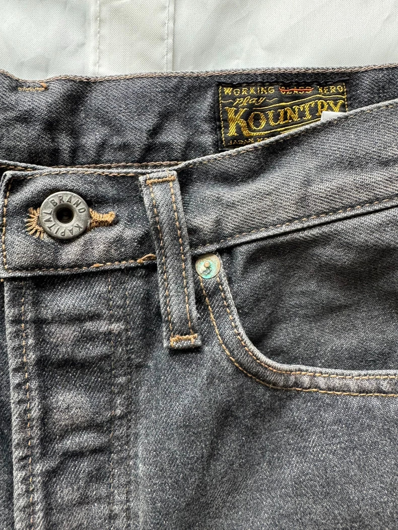 Kapital Black Denim Jeans with Bead Detail